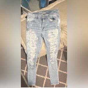 American Eagle Outfitters Light Blue Distressed Skinny Jeans
